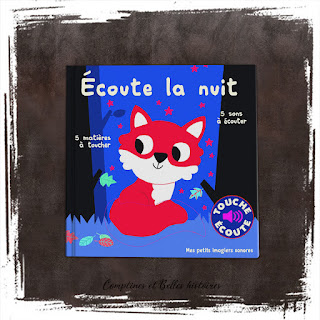 Ecoute la nuit, animaux nocturnes, livre audio à puces sonores à appuyer, pour enfant, sur le hibou, renard, chauve-souris, pour enfant et bébé de Marion Billet, Ed Gallimard Jeunesse