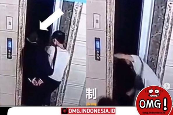 Tak Sabar Tunggu Lift, Pria Ini Membuka Paksa Pintu Lift Hingga Pria Tua Ini Terjatuh