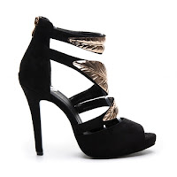 Sandale originale, de culoare neagra, accesorizate cu frunze aurii ( )