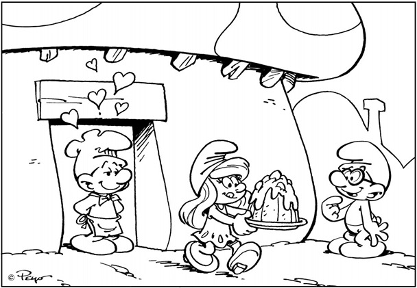 Desenhos Para Colori os Smurfs na floresta desenhar