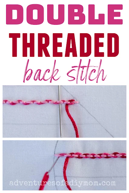 collage of images of the double threaded backstitch