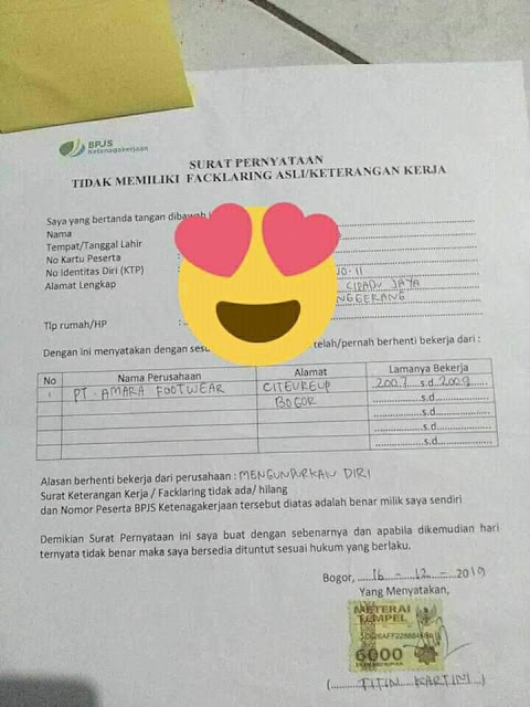 Gambar Contoh surat pernyataan tidak memiliki Paklaring