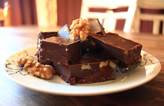 chocolate pieces with walnuts