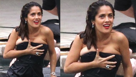 Salma Hayek Boobs Pop Out | Wardrobe Malfunction averted