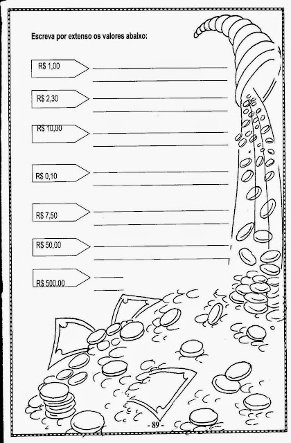 Atividades matemática 1 ano sistema monetário