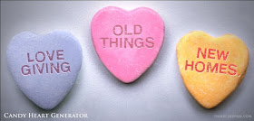 candy hearts: Love giving old things new homes.