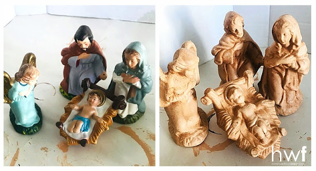 terra cotta Christmas 2023,Christmas,Christmas Decor Themes,thrifted,ornaments,Christmas Decor,holiday,up-cycling,re-purposed,painting,faux finish,tutorial,terra cotta pot nativity,terra cotta pots,nativity scenes,Christmas nativity.