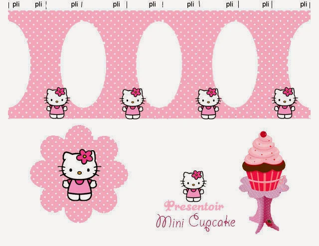 Stand de Hello Kitty para Cupcakes, para Imprimir Gratis. 