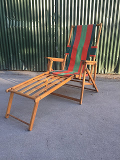 American 1950s Pine Deck Chairs with original extension - Vintage OCD