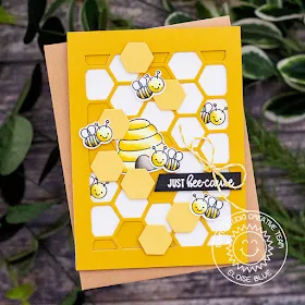 Sunny Studio Stamps: Just Bee-cause Frilly Frames Dies Just Because Card by Eloise Blue