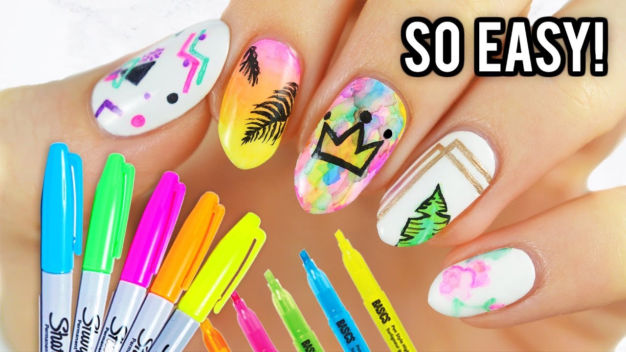 10+ Easy nail art designs with household items || Diy nail art designs at  home