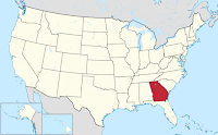 Map of USA showing location of state of Georgia