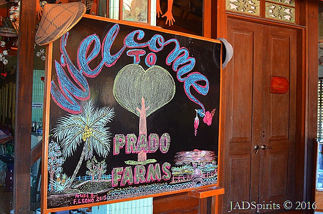 Welcome sign inside the main building of Prado Farms