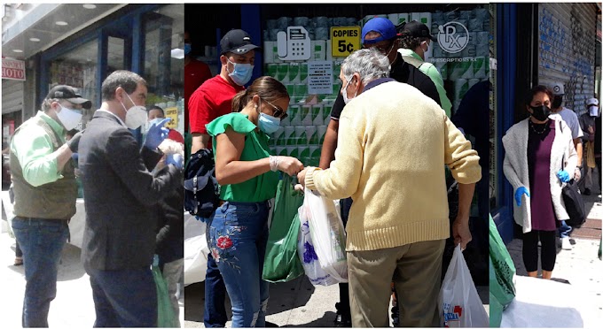 Jóvenes dominicanos solidarios  se unen para distribuir comida a cientos de  pobres en Alto Manhattan 