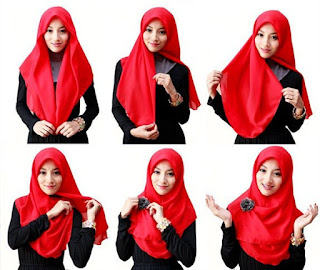 tutorial hijab segi empat simple dan modis