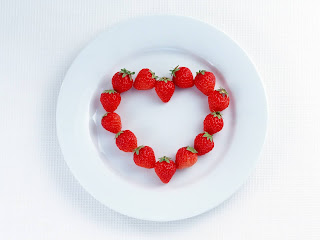Heart Shaped Made Of Strawberries Stock Photos