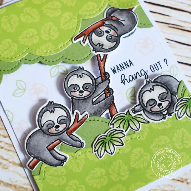 Sunny Studio Stamps: Silly Sloths How's It Hanging Wanna Hang Out Punny Cards by Rachel Alvarado and Lexa Levana