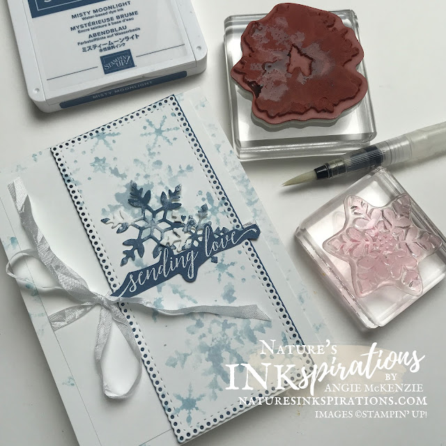 Watercoloring Kissing Technique with a previously inked stamp, a Water Painter and a photopolymer stamp!  Artistically Inked and Snowflake Wishes are the amazing stamps used here.  |  Nature's INKspirations by Angie McKenzie