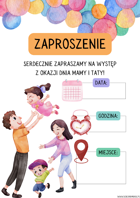 zaproszenia na dzień mamy i taty do druku