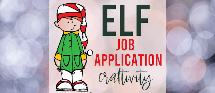 Elf job application writing activity template where students can apply to be one of Santa's elves for Christmas in Kindergarten and First Grade