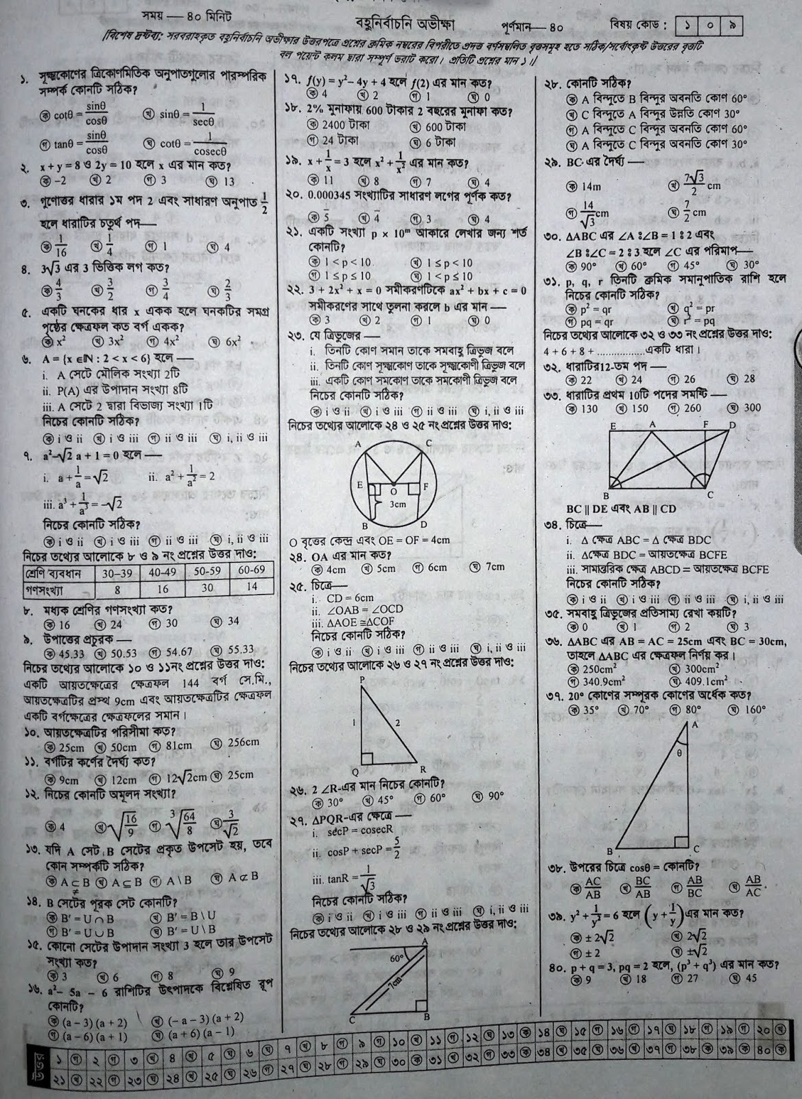 SSC General Math suggestion, question paper, model question, mcq question, question pattern, syllabus for dhaka board, all boards