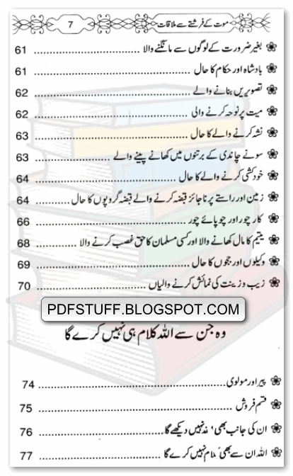 contents of Maut K Farishte se Mulaqat pdf 