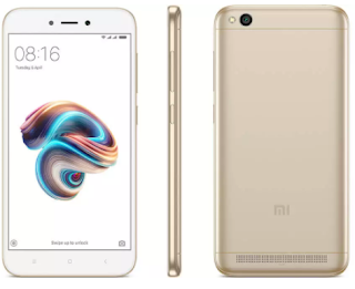 Gambar Xiaomi Redmi 5A Tampak Depan, Samping dan Belakang