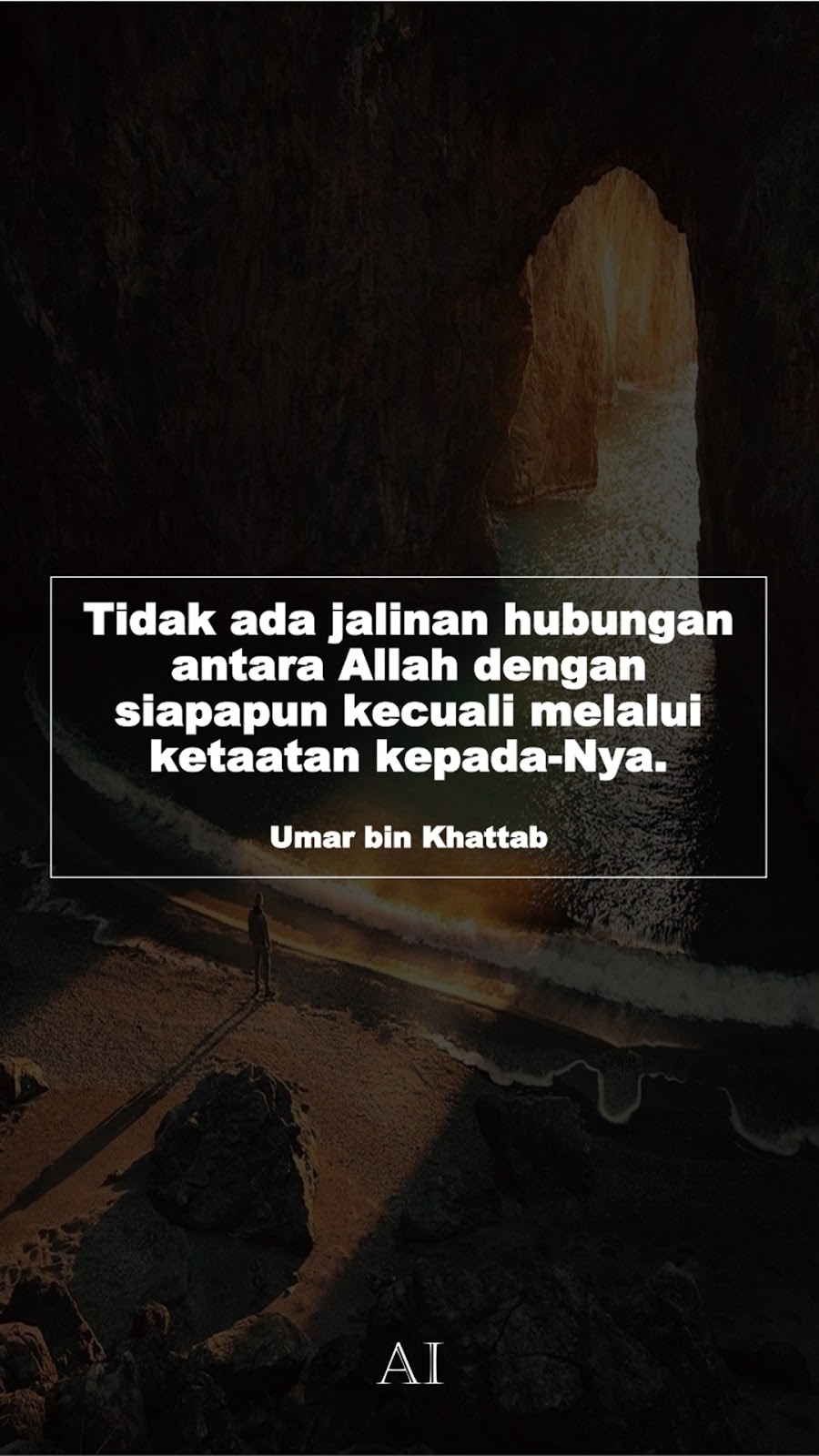 Wallpaper Kata Bijak Umar bin Khattab  (Tidak ada jalinan hubungan antara Allah dengan siapapun kecuali melalui ketaatan kepada-Nya.)