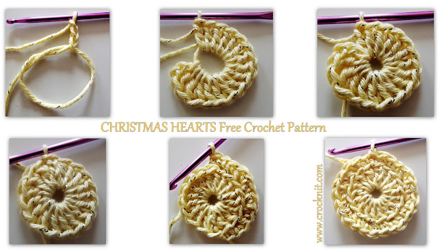 how to crochet, free crochet patterns, hearts, christmas hearts,