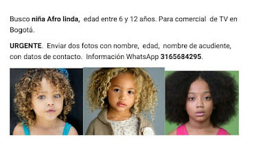 BOGOTÁ: Se busca NIÑA AFRO entre 6 y 12 años para COMERCIAL DE TV