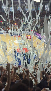 Esultanza Fossa dei Leoni (Fortitudo Bologna-Montichiari - gara 2 finale playoff 2015)