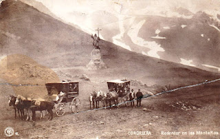 Postal de 1910 con coches del Expreso Villalonga