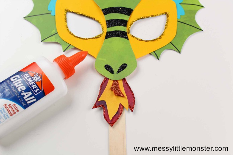 Printable Dragon Mask. Easy dragon craft for kids.
