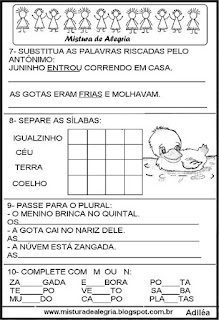 Avaliação de português 1º ano