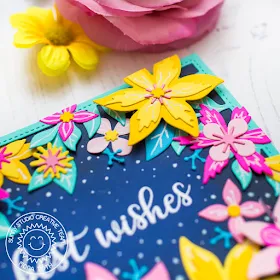 Sunny Studio Stamps: Botanical Backdrop Die Floral Greetings Best Wishes Card by Mona Toth 