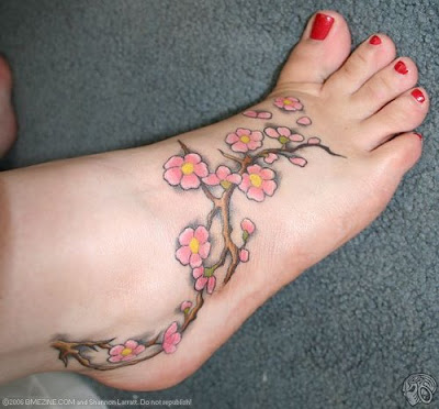 cherry blossom tattoos on foot