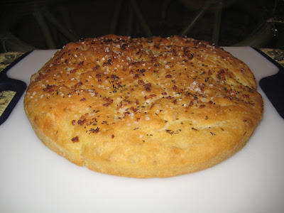 Italian Focaccia Bread sprinkled with coarse sea salt and garlic