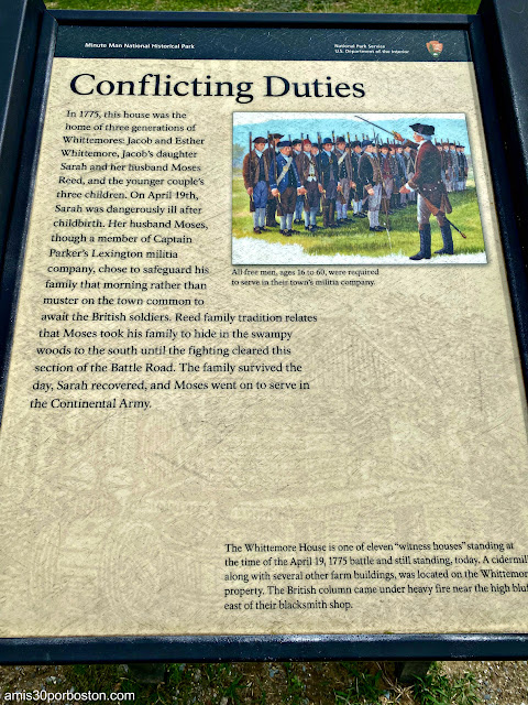 Cartel de la Casa Histórica de Jacob Whittemore en el Parque Histórico Nacional Minute Man