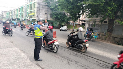 Cegah Kemacetan dan Kecelakaan Pada Pagi Hari, Sat Lantas Polres Aceh Tamiang Rutin Melaksanakan Strong Point 