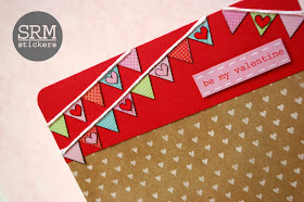 SRM Stickers Blog - Valentine Banners Treat Bag by Lorena - #kraft #bag #stamps #stickers #borders #twine #valentine #treat