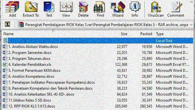 Perangkat Pembelajaran PJOK K-13 Kelas 5, Lengkap Mulai dari Promes Sampai RPP