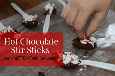 Hot Chocolate Stir Sticks-This is a simple and inexpensive gift for kids to make Sunday School teachers, day care workers, or neighborhood friends.