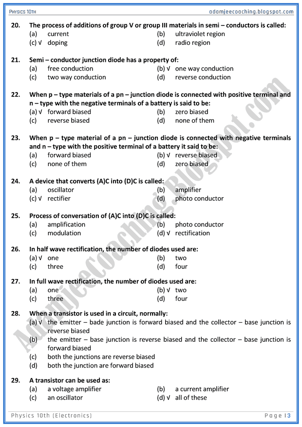 electronics-mcqs-physics-10th