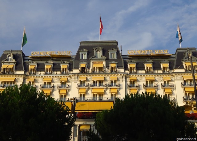 Montreux lakeside promenade. Grand Hotel Suisse.