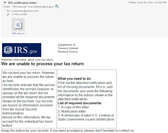 IRS Notification Email Scam - TJS Daily