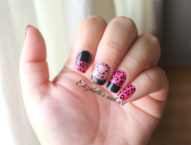 diseño de uñas leopardo rosa con lazito cancer de mama