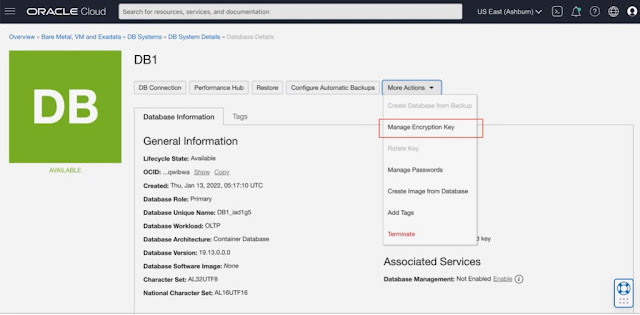 OCI Vault Integration with Oracle Database Cloud Service