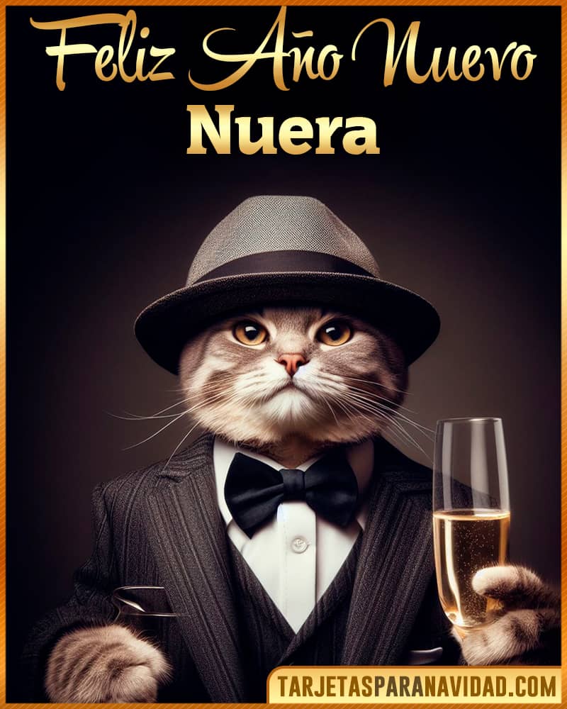 Tarjeta De Feliz Año Nuevo De Gato Gracioso Para Nuera