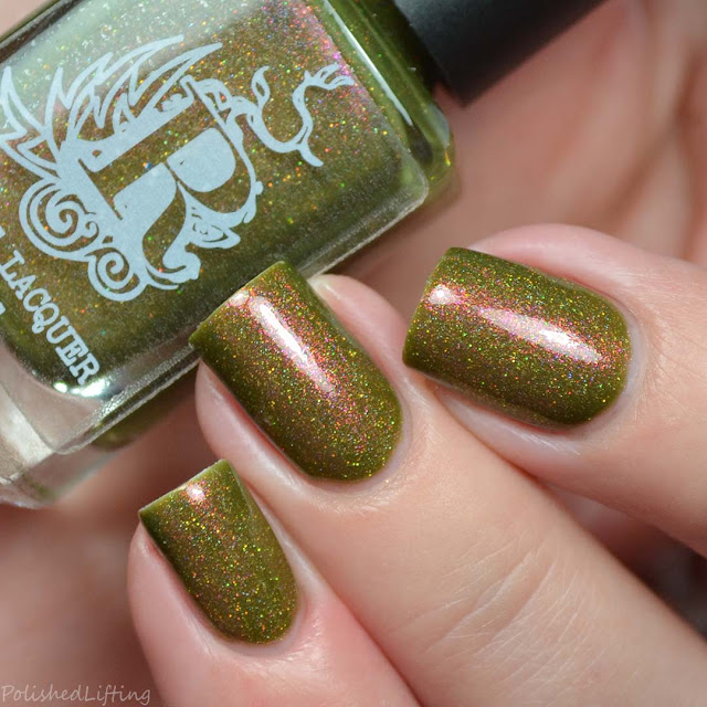 olive green holographic nail polish