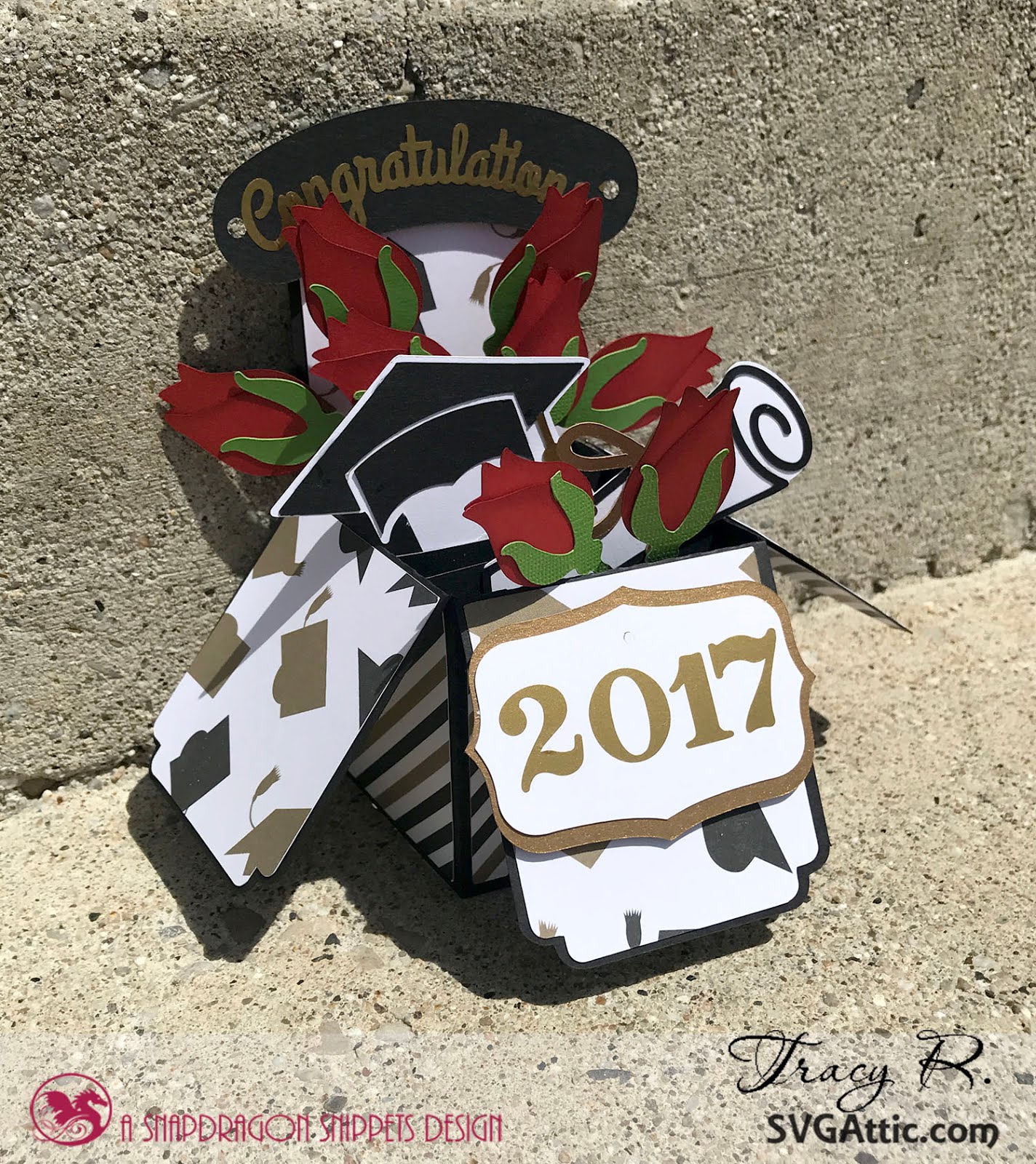 Download Graduation Card Box with Roses | Idea Closet